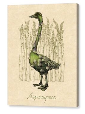 Asparagoose Art Canvas Print by Allison Rogers 20” x 16” NEW